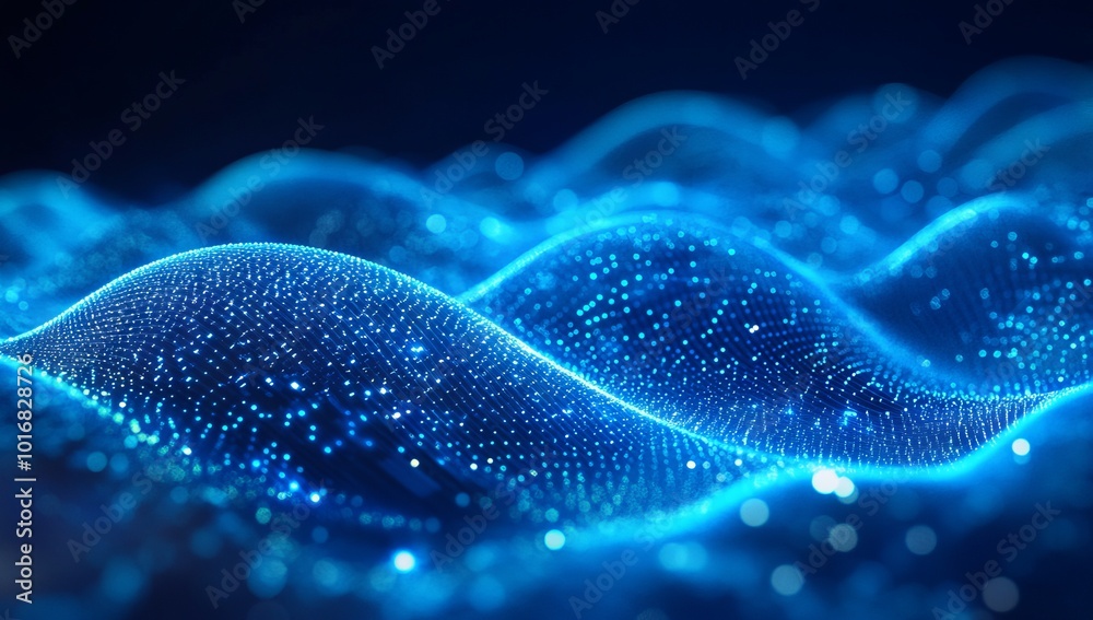 Futuristic Abstract Blue Background with Neon Lines. AI generated illustration
