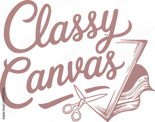 Creative handcrafted feel stylish lettering clothing logo named Classy Canvas. Generative AI.