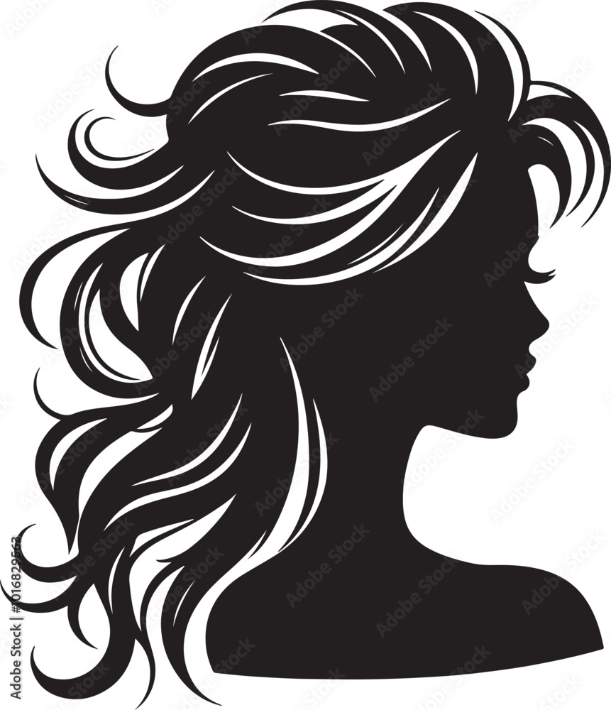 A sleek silhouette of a woman's hairstyle, showcasing flowing curves, elegant lines, and timeless beauty. A sleek silhouette of a woman's hairstyle, showcasing flowing curves, elegant lines, and timeless beauty.