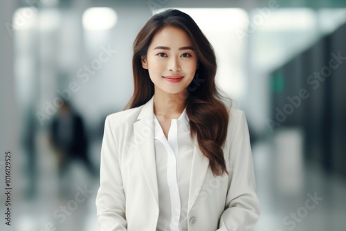 White suit executive standing portrait.