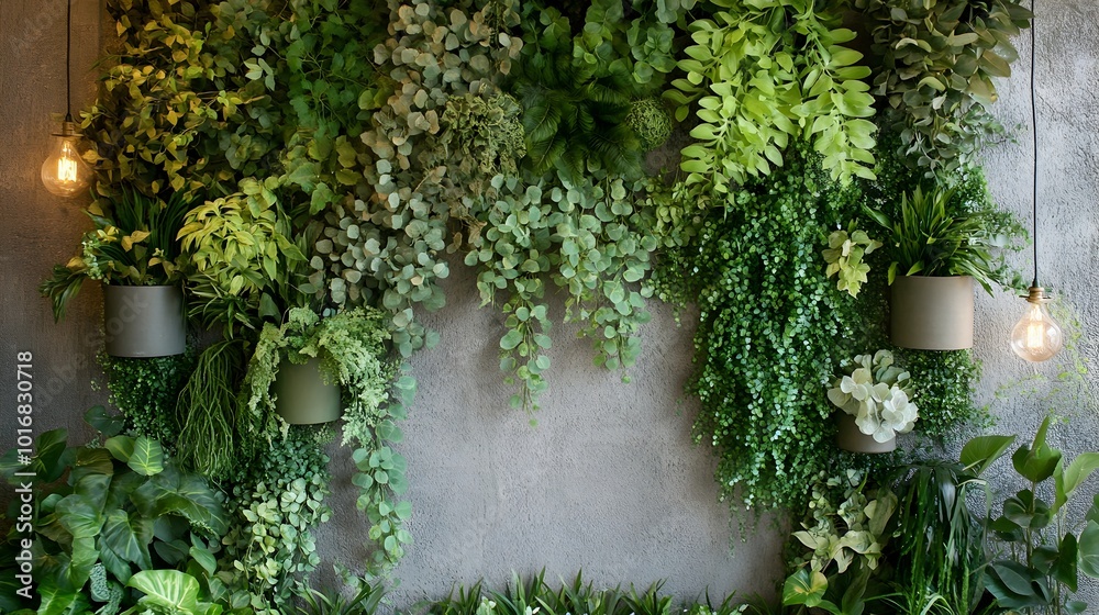 Fototapeta premium Lush botanical themed natural backdrop with verdant greenery wooden textures and earthy elements creating a clean and sustainable setting perfect for event arrangements or lifestyle photography