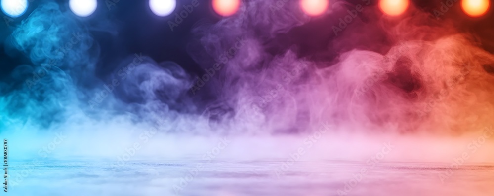 Naklejka premium Electric Atmosphere of a Dramatic Outdoor Game with Rolling Fog and Glowing Lights - Tension and Excitement in the Arena