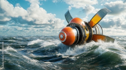 Innovative Tidal Energy Generator in Ocean Waves photo