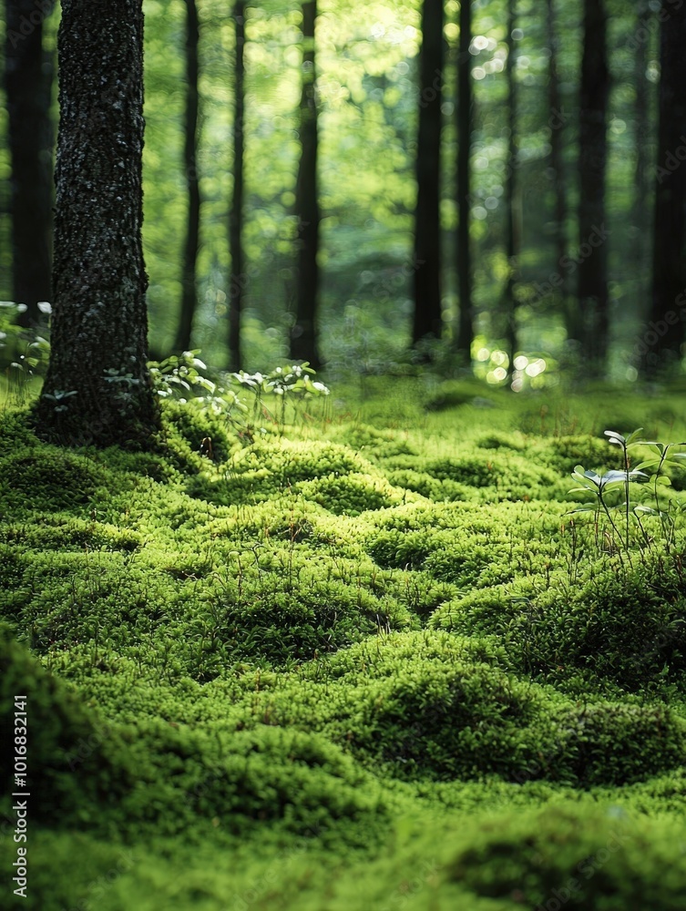 Lush Green Moss in a Forest Setting Lush Green Moss in a Forest Setting