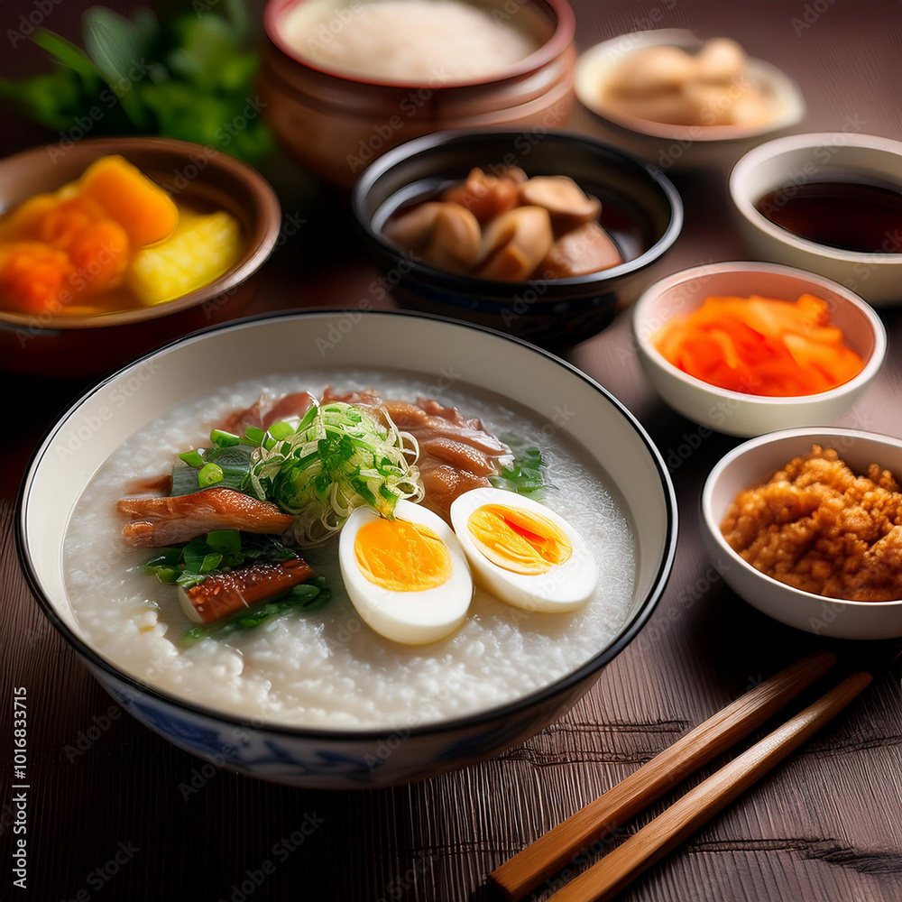Hearty Teochew Porridge with Flavorful Sides Hearty Teochew Porridge with Flavorful Sides