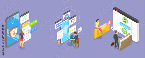 3D Isometric Flat Vector Illustration of Web Security, Protect Your Online Data
