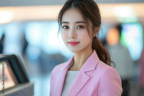 Wallpaper Mural Portrait of a Young Woman in a Pink Blazer Torontodigital.ca