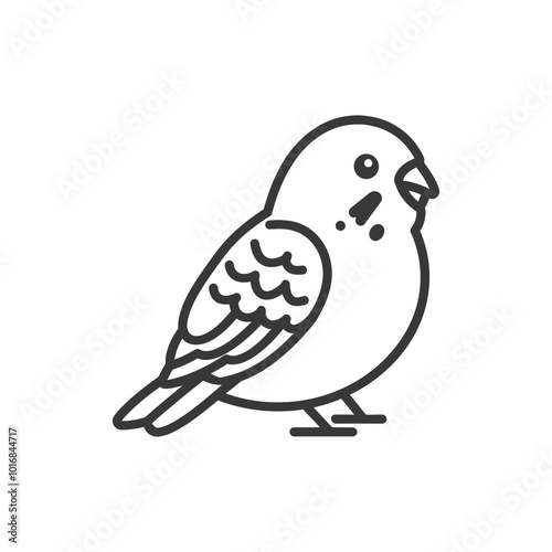 Line drawing of a budgerigar a small colorful parrot