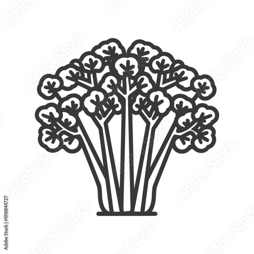 Line Drawing of a Bunch of Celery Stalks