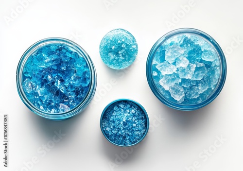 Isolated Blue Salt Crystals, Bath Salt for Spa Relaxation, Copper Sulfate or Copper Sulfate, Pool Algicide