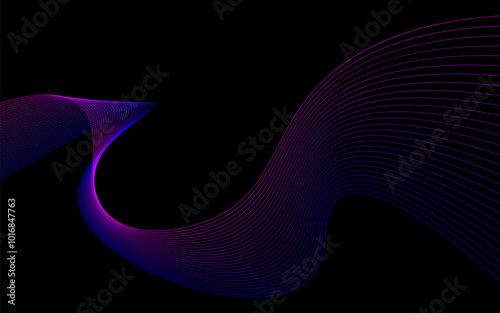 A purple and blue wave with a black background