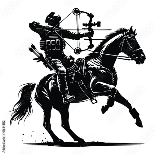 Mounted Archer in Combat vector