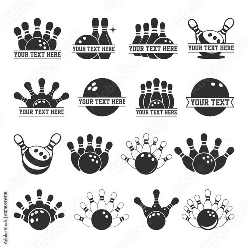 Bowling Ball and Pins. Bowling Team SVG Bundle Monogram Frame Love Bowling Squad Ball and Pins Bowling Club Clipart Cricut Silhouette Cameo Cut files