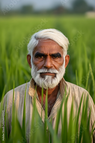 Punjabi Farmer Standing in a Green Field | Celebrating Agricultural Heritage and Sustainable Farming Practices