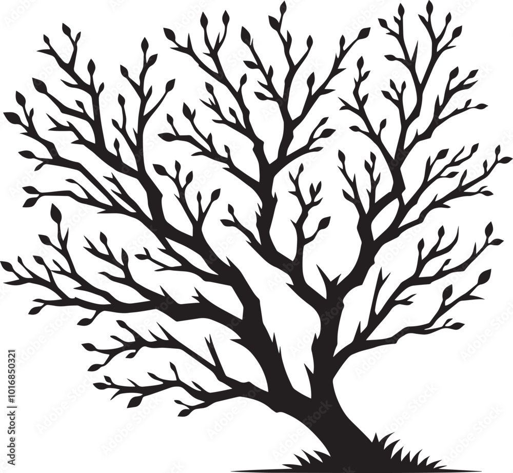 Naklejka premium Beautiful Tree Branch silhouette vector illustration isolated on a white background