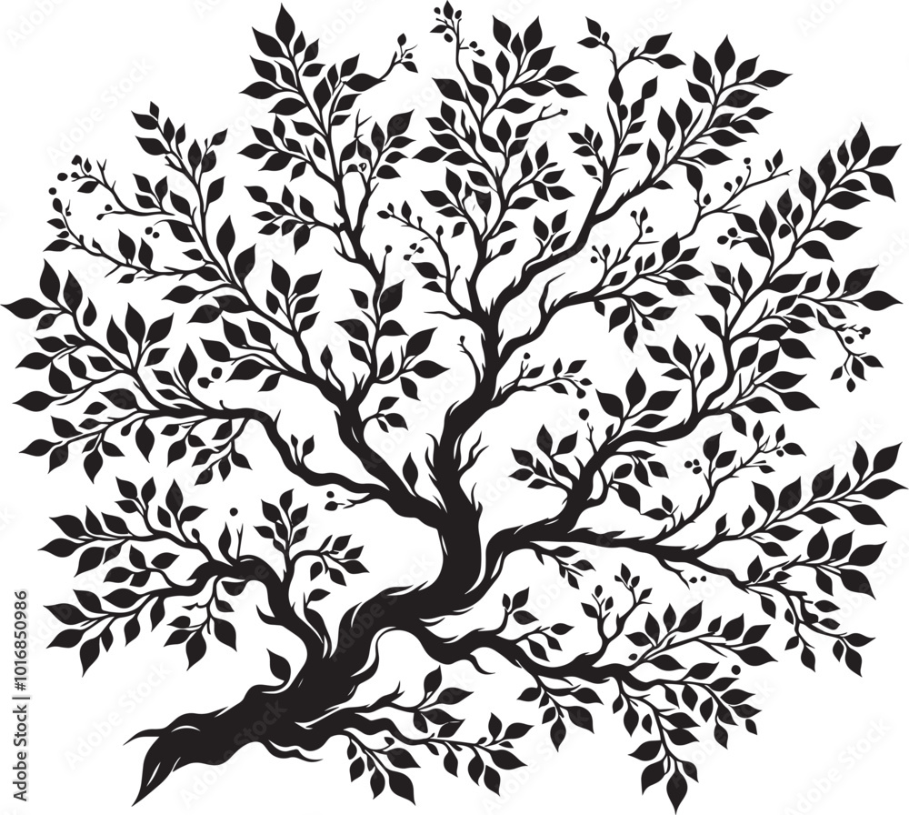 Obraz premium Beautiful Tree Branch silhouette vector illustration isolated on a white background