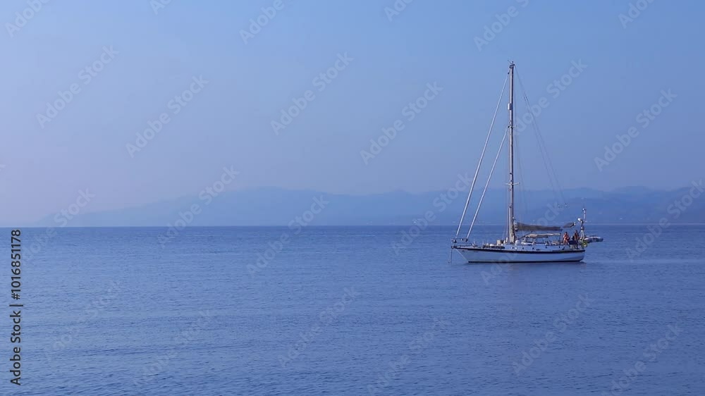 Yacht boat sailing at open blue sea Yacht boat sailing at open blue sea