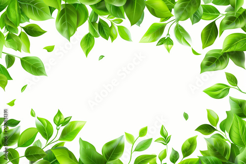 Spring leaf frame border with green leaves.