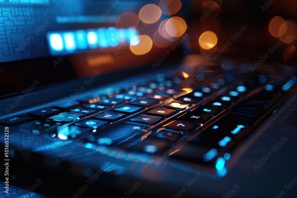 Cyber Monday Online Shopping: Close-up of Credit Card and Laptop with Festive Lights for Holiday Sales Cyber Monday Online Shopping: Close-up of Credit Card and Laptop with Festive Lights for Holiday Sales