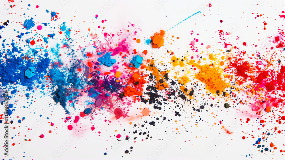 Vibrant Splashes of Colorful Paint Create an Abstract Artwork on a White Background Vibrant Splashes of Colorful Paint Create an Abstract Artwork on a White Background