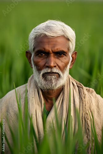 Punjabi Farmer Standing in a Green Field | Celebrating Agricultural Heritage and Sustainable Farming Practices