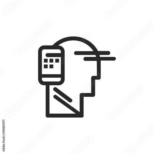 Psychology thin outline icon Human brain processes and consciously living personality traits. Vector illustration