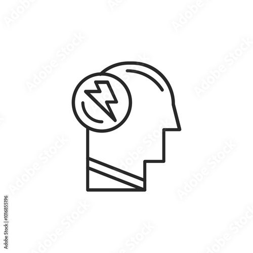 Psychology thin outline icon Human brain processes and consciously living personality traits. Vector illustration