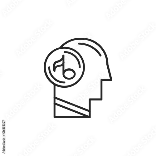 Psychology thin outline icon Human brain processes and consciously living personality traits. Vector illustration