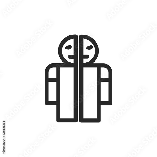 Psychology thin outline icon Human brain processes and consciously living personality traits. Vector illustration