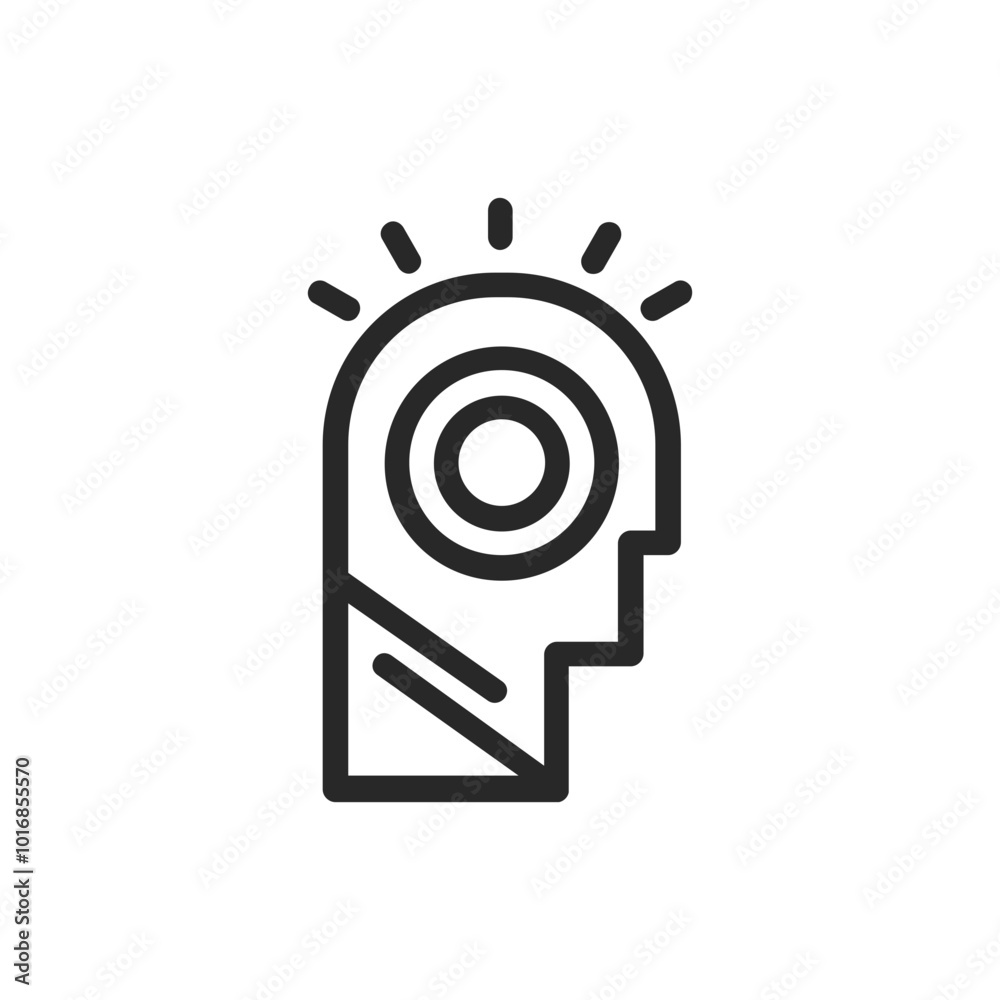 Psychology thin outline icon Human brain processes and consciously living personality traits. Vector illustration Psychology thin outline icon Human brain processes and consciously living personality traits. Vector illustration