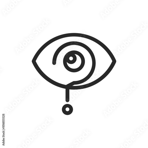 Psychology thin outline icon Human brain processes and consciously living personality traits. Vector illustration