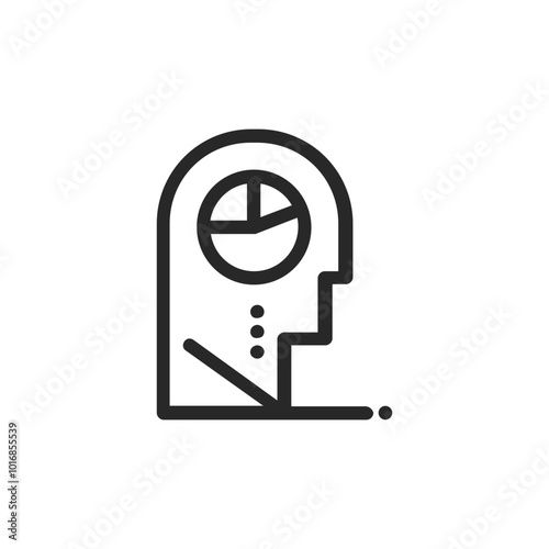 Psychology thin outline icon Human brain processes and consciously living personality traits. Vector illustration