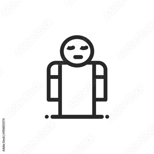 Psychology thin outline icon Human brain processes and consciously living personality traits. Vector illustration