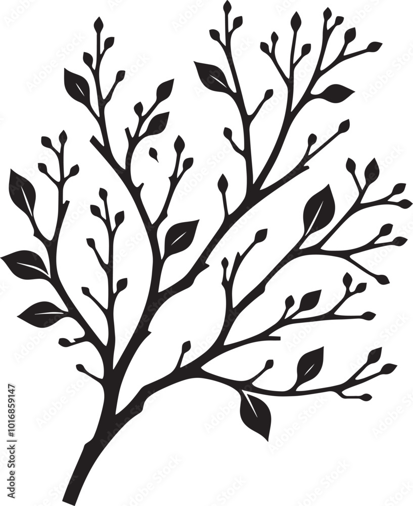 Beautiful Tree Branch silhouette vector illustration isolated on a white background Beautiful Tree Branch silhouette vector illustration isolated on a white background
