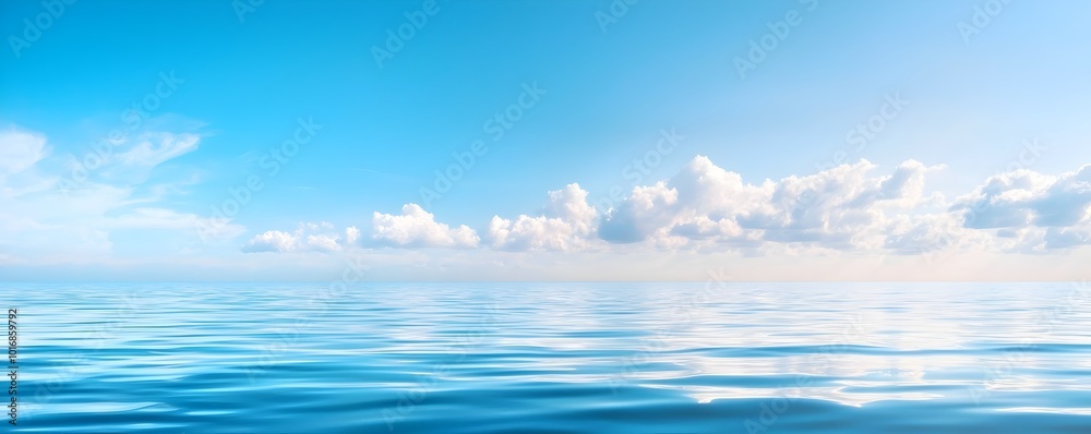 Serene Reflection of Clouds on Tranquil Ocean Surface - Dreamy Horizon Blending Sky and Water in Peaceful Harmony Serene Reflection of Clouds on Tranquil Ocean Surface - Dreamy Horizon Blending Sky and Water in Peaceful Harmony