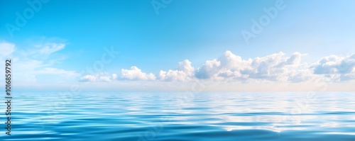 Serene Reflection of Clouds on Tranquil Ocean Surface - Dreamy Horizon Blending Sky and Water in Peaceful Harmony