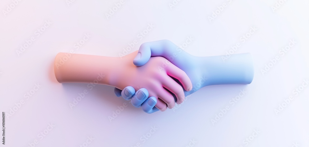 Two hands shaking in harmony, symbolizing partnership and unity against a white background. Two hands shaking in harmony, symbolizing partnership and unity against a white background.