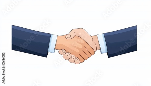 Two business hands shaking, symbolizing partnership and agreement, isolated on a white background.