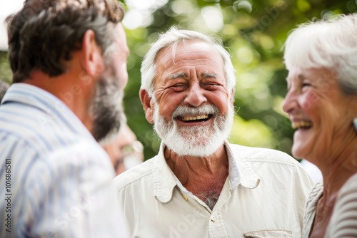 Senior couple spending time together in the garden. They are laughing.