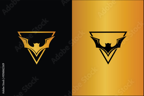 bat royal logo with triangle on multiple backgrounds - bat logo design vector illustration icon emblem