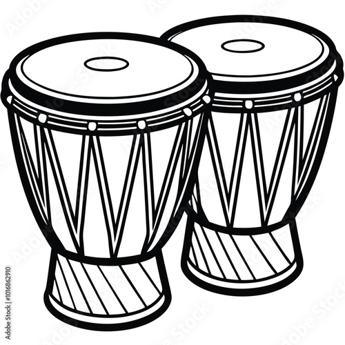 African hand drum or bongo drum, percussion instrument bongo drum icon vector