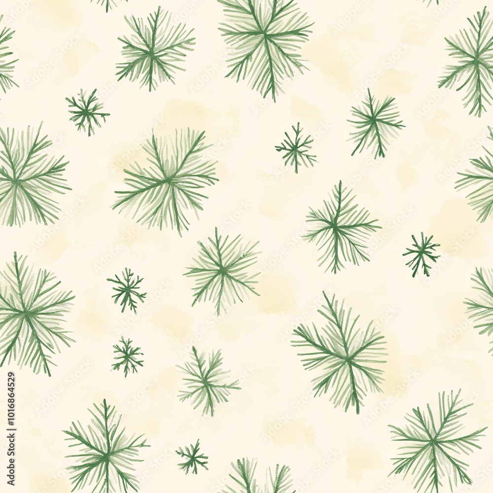 Watercolor Pine Branches Design Seamless Pattern Watercolor Pine Branches Design Seamless Pattern