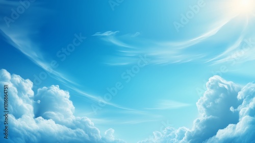 Soft Blue Sky with Light Clouds with a few light, wispy clouds, providing a peaceful and airy feel, illuminated by natural sunlight. 