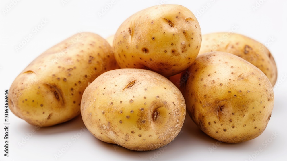 Potato on White Background Studio Image