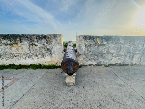 View of the Old cannons in San Felipe Castle - Colombia  photo