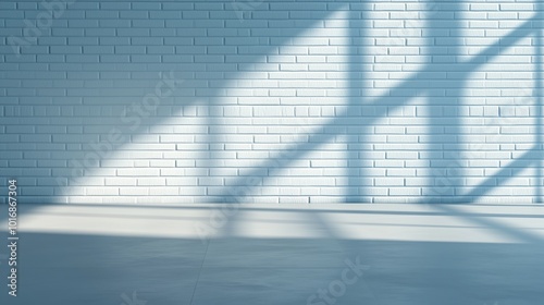 Simple White Brick Wall Background with simple floor