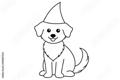 Adorable Puppy Dressed Up Coloring Page for Kids