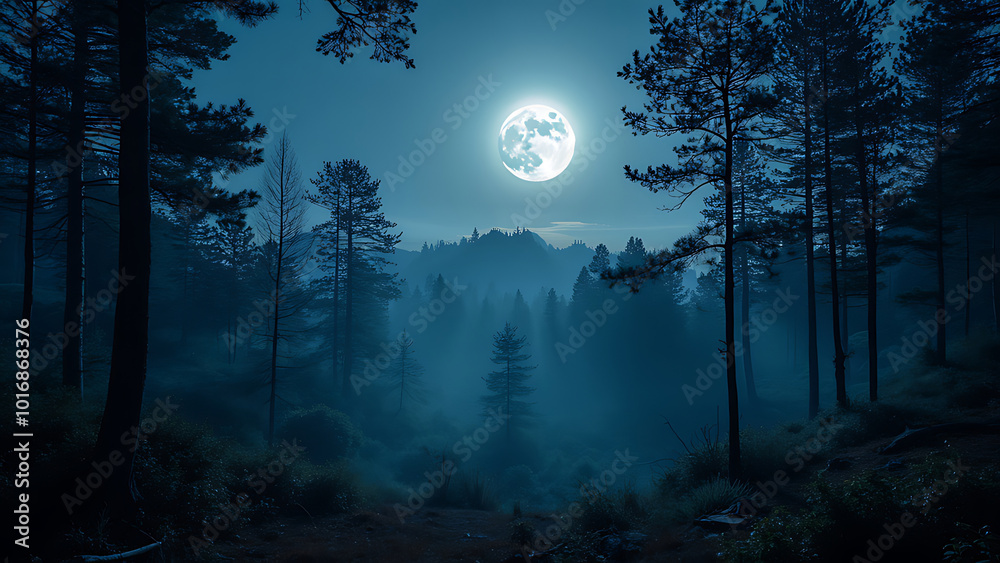 Fototapeta premium Moonlight natural beautiful woodlands