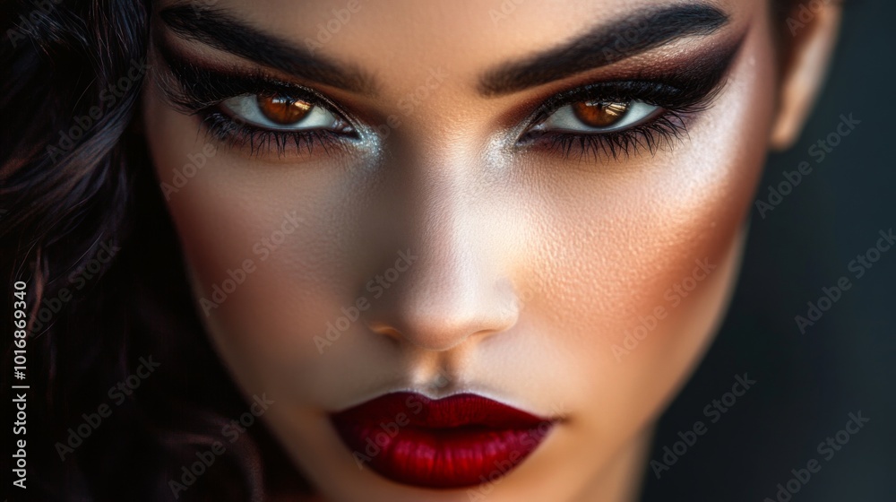 Stunning Close-Up of a Model with Bold Makeup Stunning Close-Up of a Model with Bold Makeup