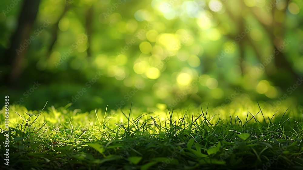 green grass with bokeh background in the forest green grass with bokeh background in the forest